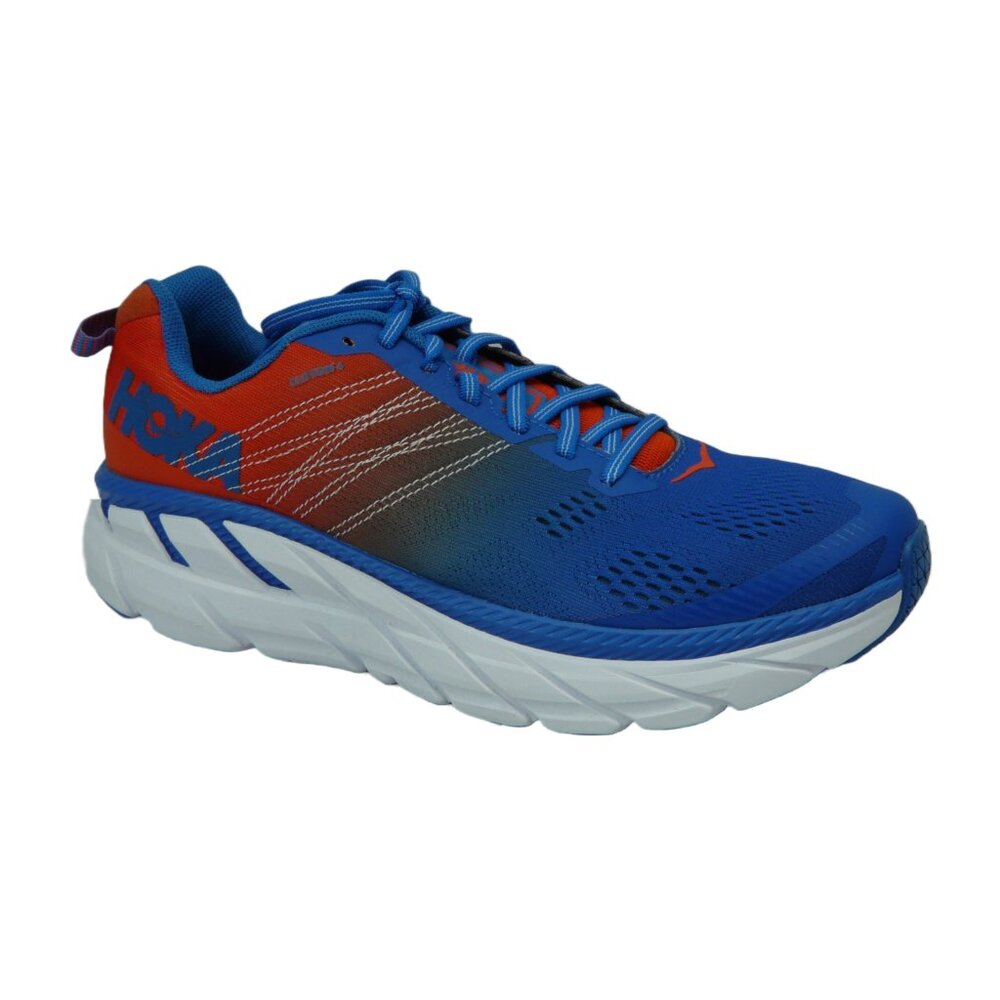 HOKA ONE ONE CLIFTON 6 MEN'S MANDARIN RED IMPERIAL BLUE